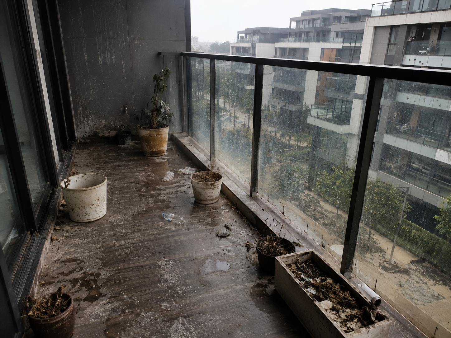 Balcony before professional cleaning